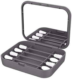 4 Stk/doos Herbruikbare Wattenstaafje Oor Schoonmaken Cosmetische Siliconen Knoppen Swabs Sticks Tweekoppige Wimper Borstels Wattenstaafje Cleaning Up grijs