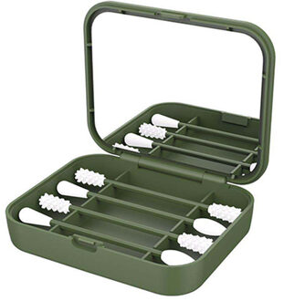 4 Stk/doos Herbruikbare Wattenstaafje Oor Schoonmaken Cosmetische Siliconen Knoppen Swabs Sticks Tweekoppige Wimper Borstels Wattenstaafje Cleaning Up groen