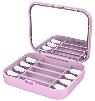 4 Stk/doos Herbruikbare Wattenstaafje Oor Schoonmaken Cosmetische Siliconen Knoppen Swabs Sticks Tweekoppige Wimper Borstels Wattenstaafje Cleaning Up paars