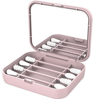 4 Stk/doos Herbruikbare Wattenstaafje Oor Schoonmaken Cosmetische Siliconen Knoppen Swabs Sticks Tweekoppige Wimper Borstels Wattenstaafje Cleaning Up roze