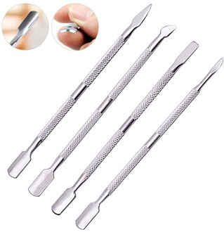 4 Stk/set Dual-End Rvs Nail Cuticle Pusher Spoon Remover Trimmer Dode Huid Manicure Pedicure Cleaner Nails Gereedschap 917