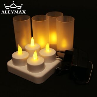 4 stks Oplaadbare Led Kaars Vlamloze Batterij Kaars Theelichtje Nachtlampje voor Verjaardag Wedding Party Diner Decor US