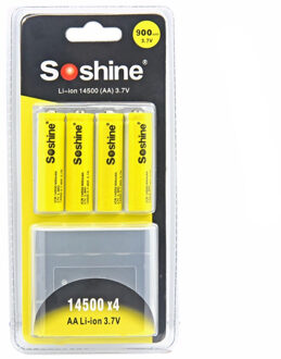 4 Stks/pak Soshine Icr 14500 Aa Li-Ion Batterij 3.7V 900Mah Oplaadbare Batterijen Met Doos 12stk accu