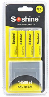 4 Stks/pak Soshine Icr 14500 Aa Li-Ion Batterij 3.7V 900Mah Oplaadbare Batterijen Met Doos 4stk accu