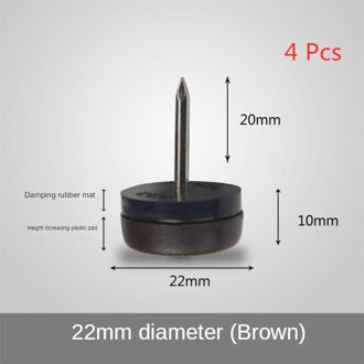 4 Stks/partij 22Mm Meubels Stille En Antislip Plastic Anker Nail Kast Grond Wit Bruin