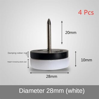 4 Stks/partij 28Mm Meubels Stille En Antislip Plastic Anker Nail Kast Grond Wit Bruin