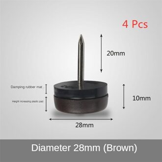 4 Stks/partij 28Mm Meubels Stille En Antislip Plastic Anker Nail Kast Grond Wit Bruin