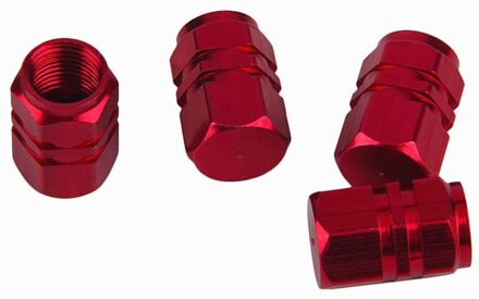4 Stks/partij Auto Tire Ventieldopjes Bolt-In Aluminium Theftproof Ventieldopjes Auto Wiel Banden Kleppen Tyre Stem air Caps 4stk rood