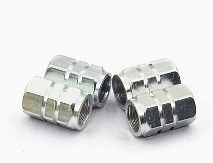 4 Stks/partij Auto Tire Ventieldopjes Bolt-In Aluminium Theftproof Ventieldopjes Auto Wiel Banden Kleppen Tyre Stem air Caps 4stk Sliver