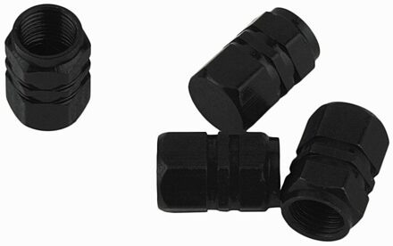 4 Stks/partij Auto Tire Ventieldopjes Bolt-In Aluminium Theftproof Ventieldopjes Auto Wiel Banden Kleppen Tyre Stem air Caps 4stk zwart