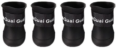 4 stks/partij Dog Regen Boot Waterdichte Schoenen Hond Antislip Schoenen Boot Kleine Hond Puppy Kat Schoenen 5 kleur zwart