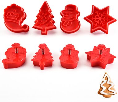 4 stks/partij Kerst Bakken Cutter Mould 3D Cookie Plunger Cutter Gebak Versieren DIY Voedsel Fondant Bakvorm Keuken Tool