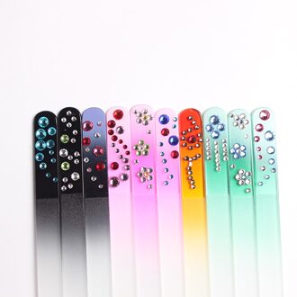 4 stks/partij Medium Duurzaam Crystal Glass Nagelvijlen Kleurrijke Nail Buffer Diamond Stones Gems Manicure Pedicure Art Styling Tools