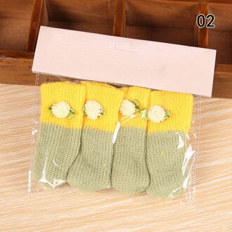 4 Stks/partij Stoel Been Breiwol Sokken Vloer Anti-Slip Tafel Sokken Tafelpoten Meubels Voeten Mouw Cover decoratieve geel groen