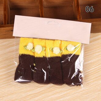 4 Stks/partij Stoel Been Breiwol Sokken Vloer Anti-Slip Tafel Sokken Tafelpoten Meubels Voeten Mouw Cover decoratieve geel koffie
