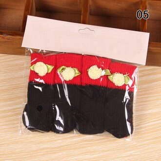 4 Stks/partij Stoel Been Breiwol Sokken Vloer Anti-Slip Tafel Sokken Tafelpoten Meubels Voeten Mouw Cover decoratieve rood zwart