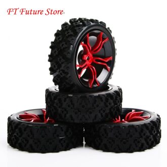 4 stks/set 1/10 Rubber Rally Banden & Wiel 6mm Offset 12mm Hex Voor HSP HPI RC 1:10 Off road Auto MPNKR/PP0487