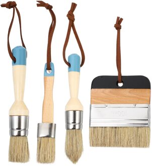 4 Stks/set 1 Inch Varkenshaar Kwast Houten Handvat Woondecoratie Borstel