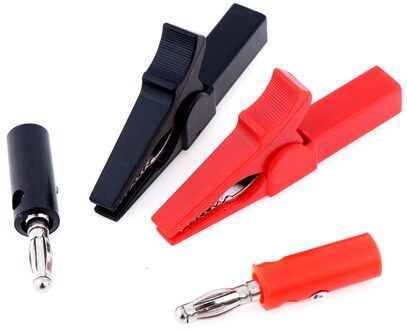 4 Stks/set 2 Stuks 55Mm Alligator Clip Met 2 Stuks 4Mm Banana Plug Zwart Rood Kleur