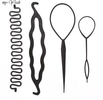 4 Stks/set 3 Soorten Magic Hair Styling Accessoires Set Braiders Haar Pin Bun Roller Maker Haar Vlechten Twist Curler Styling tool