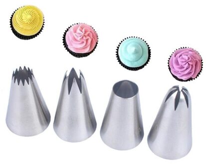 4 Stks/set # 4B #1M # 1A # 2D Rvs Pastry Nozzle Icing Piping Nozzles Bakken Gebak tips Cupcake Cake Decorating Gereedschap