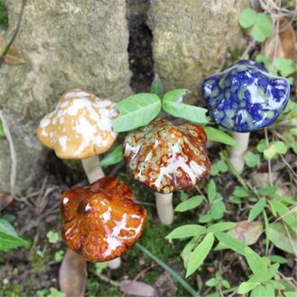 4 Stks/set 4X12cm Keramische Toadstools Paddestoel Fee Ornament Yard Garden Plant Potten Decor