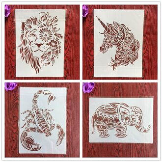 4 Stks/set A4 Stencils Schilderij Kleuring Embossing Scrapbook Album Decoratieve Sjabloon Voor Muren Brief Stencils Mandala 4062