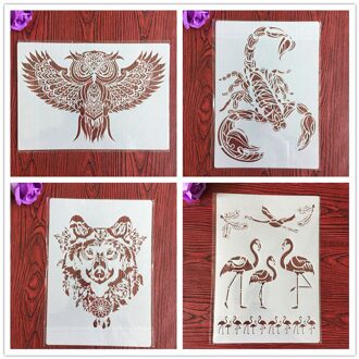 4 Stks/set A4 Stencils Schilderij Kleuring Embossing Scrapbook Album Decoratieve Sjabloon Voor Muren Brief Stencils Mandala 4067