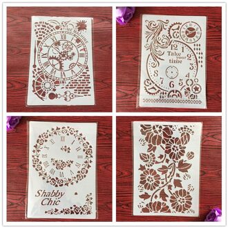 4 Stks/set A4 Stencils Schilderij Kleuring Embossing Scrapbook Album Decoratieve Sjabloon Voor Muren Brief Stencils Mandala 4069