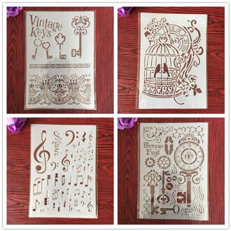 4 Stks/set A4 Stencils Schilderij Kleuring Embossing Scrapbook Album Decoratieve Sjabloon Voor Muren Brief Stencils Mandala 4071