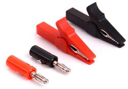 4 Stks/set Alligator Clips + Banana Plug Test Probe Met 4Mm Banaan Plug Kabel Clips Rood + Zwart 43mm/55Mm C 4stk