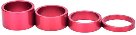 4 Stks/Set Aluminium Bike Headset Wasmachine Mountain Fiets Voorvork Wasmachine Stuurpen Stuur Spacers Ring Pakking rood