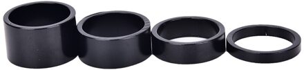 4 Stks/Set Aluminium Bike Headset Wasmachine Mountain Fiets Voorvork Wasmachine Stuurpen Stuur Spacers Ring Pakking zwart