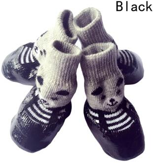 4 Stks/set Anti Slip Hond Sokken Outdoor Hond Laarzen Waterdichte Schoenen Huisdier Poot Protector Antislip Regen Schoenen Voor puppy Kleine Honden zwart Smile / L