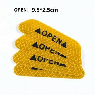 4 Stks/set Auto Deur Stickers Universele Veiligheid Waarschuwing Mark Open Hoge Reflecterende Tape Motorcycle Fietshelm Sticker geel