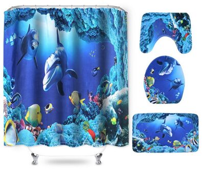 4 Stks/set Badkamer Tapijt Huishoudelijke Non-Slip Zuignap Grip Badmat Deksel Wc Cover Badkamer Accessoires Bad Douchegordijn mat StyleC