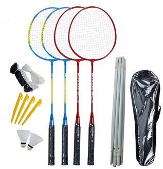 4 Stks/set Badminton Rackets Met Netto Pole Voor Achtertuin Strand Spel Draagbare Aluminiumlegering Badminton Set Klassieke Outdoor