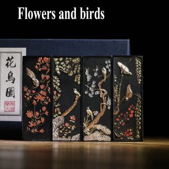 4 stks/set Chinese Calligrpahy inkt sticks Effen Inkten Hui Mo Chinese Verf Hui Ze Laohukaiwen Bloemen en Vogels zwarte kleur