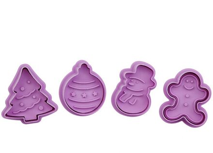 4 Stks/set Cookie Stempel Cutters Biscuit Mallen Vormen 3D Cookie Plunger Cutter Diy Bakvorm Gereedschap Gingerbread Cookie Cutters 1
