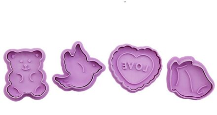 4 Stks/set Cookie Stempel Cutters Biscuit Mallen Vormen 3D Cookie Plunger Cutter Diy Bakvorm Gereedschap Gingerbread Cookie Cutters 5