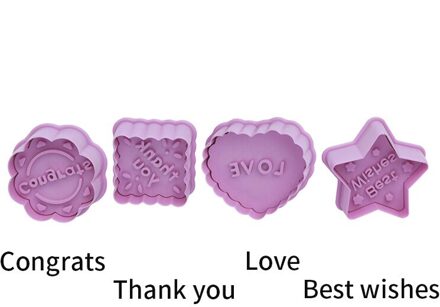 4 Stks/set Cookie Stempel Cutters Biscuit Mallen Vormen 3D Cookie Plunger Cutter Diy Bakvorm Gereedschap Gingerbread Cookie Cutters 6