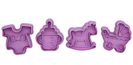 4 Stks/set Cookie Stempel Cutters Biscuit Mallen Vormen 3D Cookie Plunger Cutter Diy Bakvorm Gereedschap Gingerbread Cookie Cutters 8