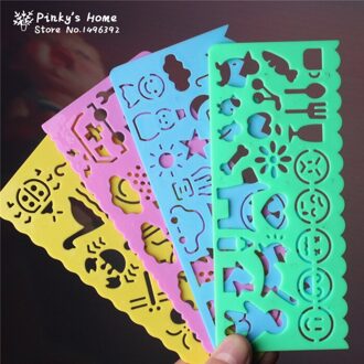 4 STKS/SET DIY Cartoon Handleiding Tekentafel Schilderen Template Stencil Tekening Liniaal voor Kinderen