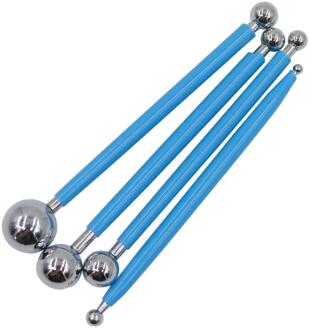4 Stks/set Diy Polymeer Klei Gereedschap Roestvrij Stalen Sculptuur Gereedschap Speelgoed Voor Klei Carving Molding Bal Sticks Carving Tool Bakken tool blauw