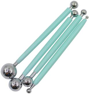 4 Stks/set Diy Polymeer Klei Gereedschap Roestvrij Stalen Sculptuur Gereedschap Speelgoed Voor Klei Carving Molding Bal Sticks Carving Tool Bakken tool groen