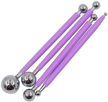 4 Stks/set Diy Polymeer Klei Gereedschap Roestvrij Stalen Sculptuur Gereedschap Speelgoed Voor Klei Carving Molding Bal Sticks Carving Tool Bakken tool paars