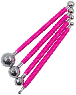 4 Stks/set Diy Polymeer Klei Gereedschap Roestvrij Stalen Sculptuur Gereedschap Speelgoed Voor Klei Carving Molding Bal Sticks Carving Tool Bakken tool rood