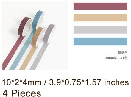 4 Stks/set Effen Kleur Washi Tape Set Leuke Masking Tape Kawaii Decoratieve Plakband Grid Washi Tape Scrapbooking Stok Label 2