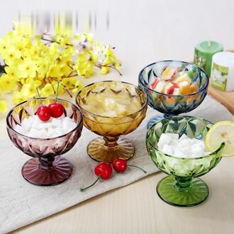 4 Stks/set Europese Retro Diamant Gesneden Rode Wijn Glas Verdikte Glas Kleur Tafel Bar Wedding Party Speciale Wijn Glas 4stk B reeks