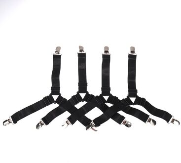 4 Stks/set Fixing Antislip Verstelbare Laken Clips Cover Grijpers Houder Matras Dekbed Deken Sluiting Bandjes Riem zwart